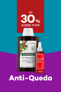 Produtos de cabelo anti-queda com destaque promocional de at&eacute; 30% sobre pre&ccedil;o de Venda ao P&uacute;blico Recomendado